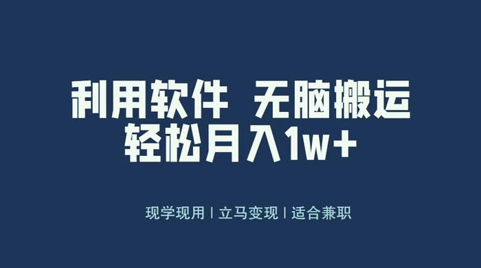 最新蓝海独家玩法，利用软件无脑搬运，小白轻松日入1000＋宝哥轻创业_网络项目库_分享创业资讯_最新免费网络项目资源宝哥网创项目库