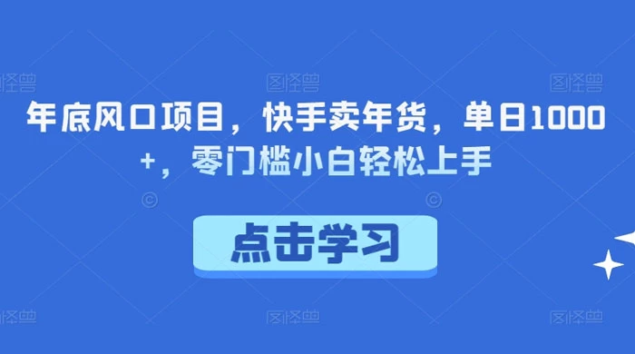 年底风口项目，快手卖年货，单日 1000+，零门槛小白轻松上手宝哥轻创业_网络项目库_分享创业资讯_最新免费网络项目资源宝哥网创项目库