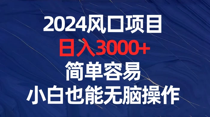 2024 风口项目，日入 3000+，简单容易，小白也能无脑操作宝哥轻创业_网络项目库_分享创业资讯_最新免费网络项目资源宝哥网创项目库