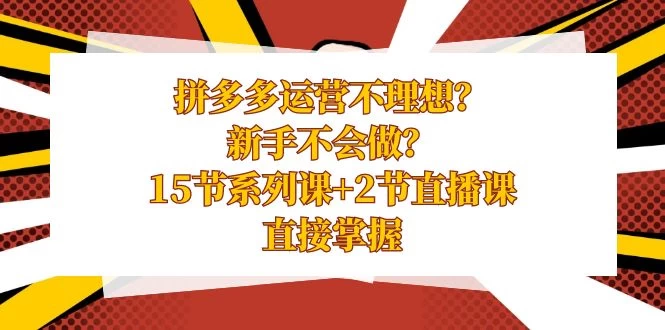 拼多多运营不理想？新手不会做？​15 节系列课+ 2 节直播课，直接掌握宝哥轻创业_网络项目库_分享创业资讯_最新免费网络项目资源宝哥网创项目库