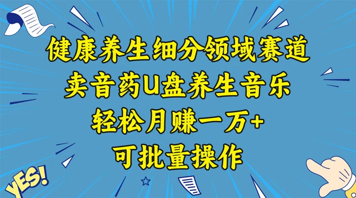 健康养生细分领域赛道，卖音药U盘养生音乐，轻松月赚一万+，可批量操作宝哥轻创业_网络项目库_分享创业资讯_最新免费网络项目资源宝哥网创项目库