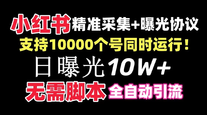 价值 10 万的小红书全自动采集+引流协议一体版！无需手机，支持 10000 个账号同时运行宝哥轻创业_网络项目库_分享创业资讯_最新免费网络项目资源宝哥网创项目库