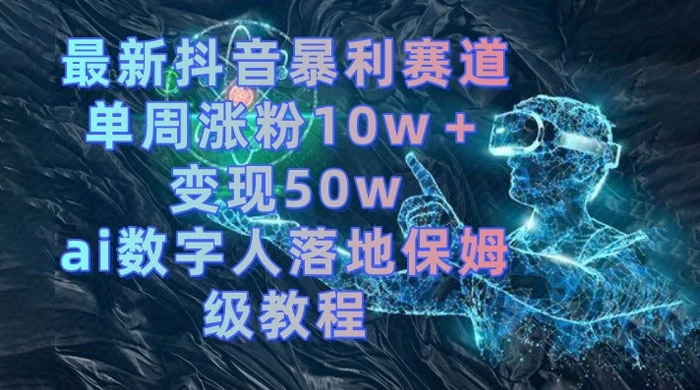 最新抖音暴利赛道，单周涨粉 10w+ 变现 50w 的 AI 数字人落地保姆级教程宝哥轻创业_网络项目库_分享创业资讯_最新免费网络项目资源宝哥网创项目库