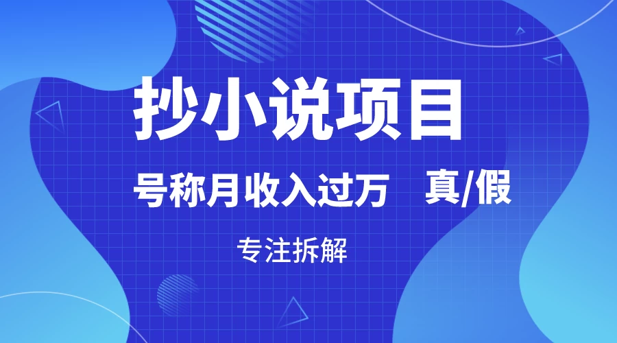 抄小说项目，号称月入过万，到底是否真实，能不能做，详细拆解宝哥轻创业_网络项目库_分享创业资讯_最新免费网络项目资源宝哥网创项目库