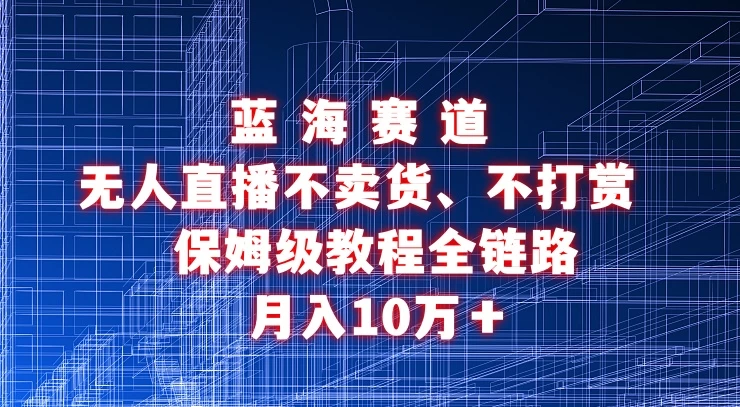 无人直播不卖货、不打赏保姆级教程全链路 月入10万＋宝哥轻创业_网络项目库_分享创业资讯_最新免费网络项目资源宝哥网创项目库