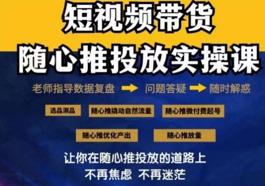 2024好物分享随心推投放实操课，随心推撬动自然流量/微付费起号/优化产出宝哥轻创业_网络项目库_分享创业资讯_最新免费网络项目资源宝哥网创项目库