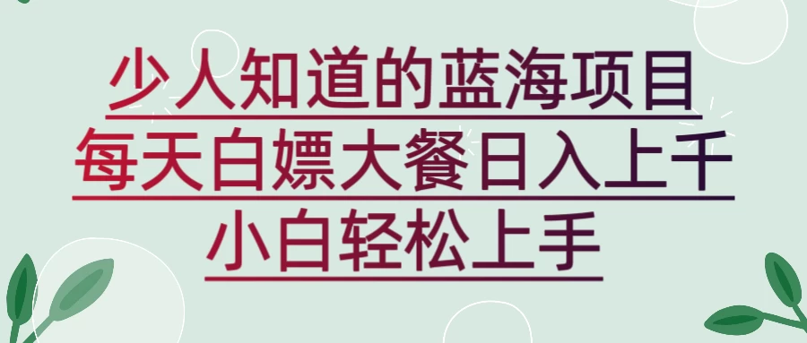 新蓝海长期项目，白嫖大餐日入上千，小白轻松上手宝哥轻创业_网络项目库_分享创业资讯_最新免费网络项目资源宝哥网创项目库