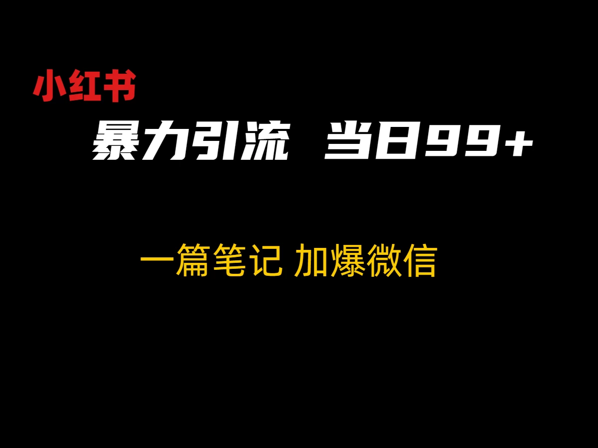 小红书暴力引流方法，当日99+，非常简单的引流方法宝哥轻创业_网络项目库_分享创业资讯_最新免费网络项目资源宝哥网创项目库