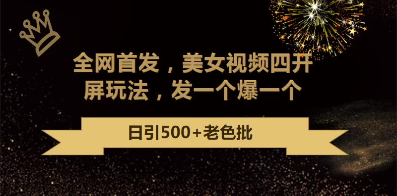 最新成人引流玩法，美女视频四开屏玩法，发一个爆一个，日引流500+精准宝哥轻创业_网络项目库_分享创业资讯_最新免费网络项目资源宝哥网创项目库