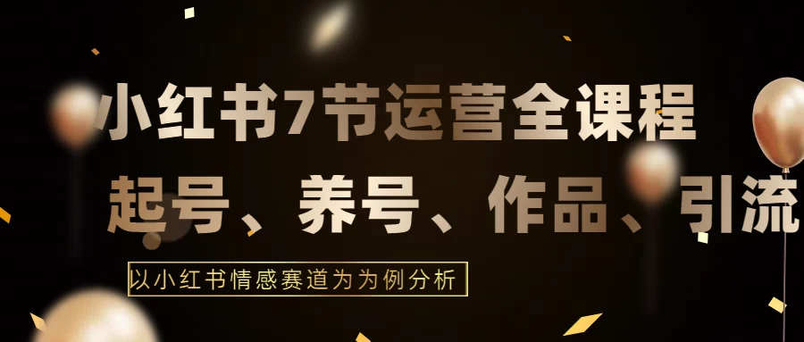 最新的7节小红书运营实战全教程，结合最新情感赛道，打通小红书运营全流程宝哥轻创业_网络项目库_分享创业资讯_最新免费网络项目资源宝哥网创项目库