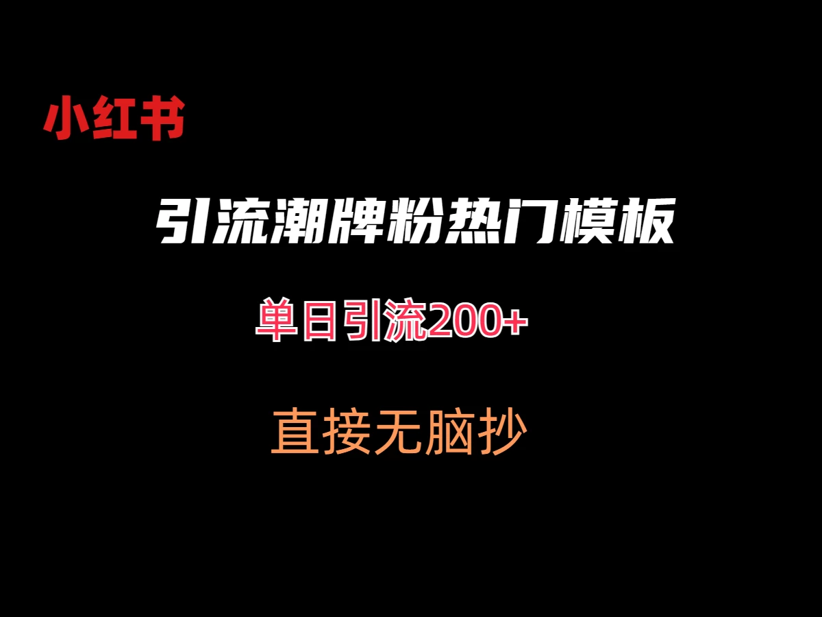 最新小红书无脑套模板单日引流200+潮牌粉宝哥轻创业_网络项目库_分享创业资讯_最新免费网络项目资源宝哥网创项目库