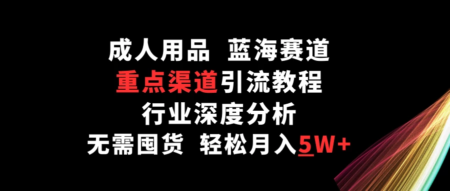 成人用品，蓝海赛道，重点渠道引流教程，行业深度分析，无需囤货，轻松月入5W+宝哥轻创业_网络项目库_分享创业资讯_最新免费网络项目资源宝哥网创项目库