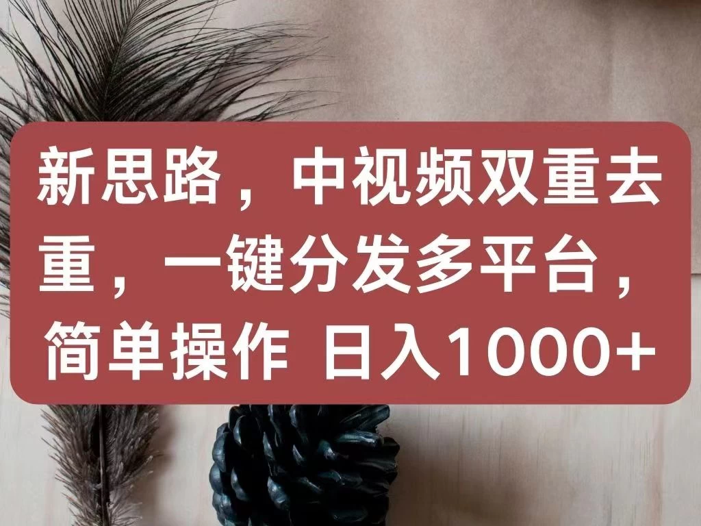 新思路，中视频双重去重，一键分发多平台，简单操作，日入1000+！快来试试吧！宝哥轻创业_网络项目库_分享创业资讯_最新免费网络项目资源宝哥网创项目库