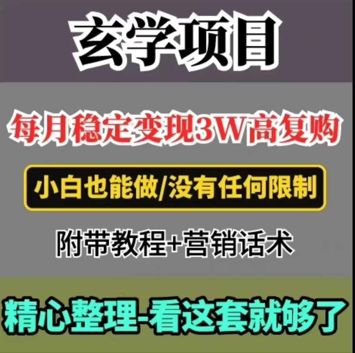 每月稳定变现3W+，高复购玄学项目，小白也能做宝哥轻创业_网络项目库_分享创业资讯_最新免费网络项目资源宝哥网创项目库