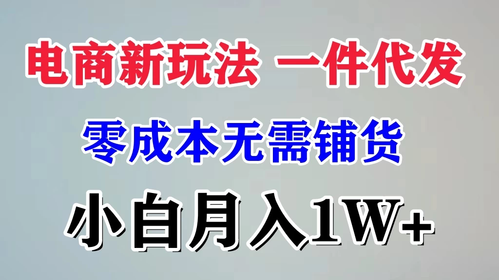 电商新玩法，一件代发，零成本无需铺货，小白月入1W+宝哥轻创业_网络项目库_分享创业资讯_最新免费网络项目资源宝哥网创项目库