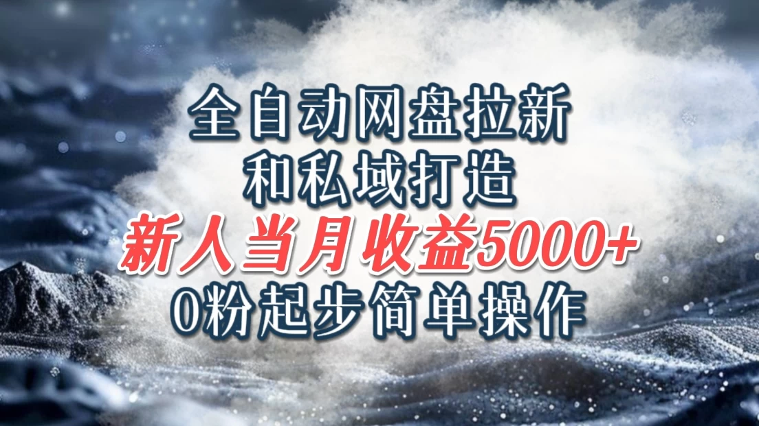 全自动网盘拉新和私域打造，0粉起步简单操作，新人入门当月收益5000以上宝哥轻创业_网络项目库_分享创业资讯_最新免费网络项目资源宝哥网创项目库