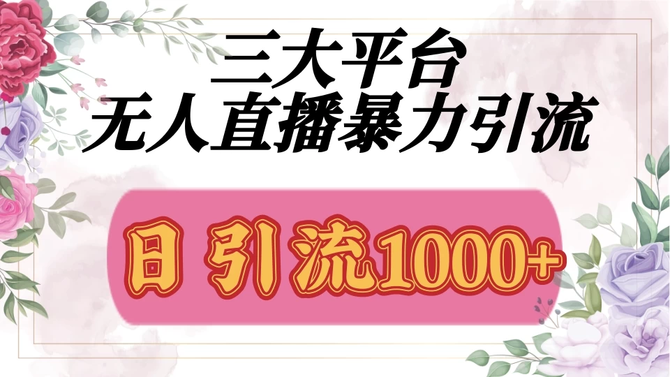 三大平台无人直播引流法，日引流1000+宝哥轻创业_网络项目库_分享创业资讯_最新免费网络项目资源宝哥网创项目库