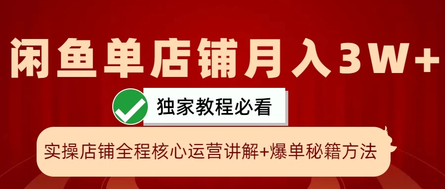 闲鱼单店铺月入3W+实操展示，爆单核心秘籍，一学就会宝哥轻创业_网络项目库_分享创业资讯_最新免费网络项目资源宝哥网创项目库