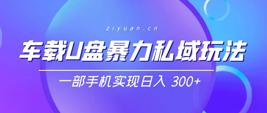 2024车载 U 盘暴力私域玩法：一部手机实现日入 300+宝哥轻创业_网络项目库_分享创业资讯_最新免费网络项目资源宝哥网创项目库