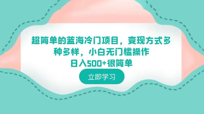 超简单的蓝海冷门项目：变现方式多种多样，小白无门槛操作很简单宝哥轻创业_网络项目库_分享创业资讯_最新免费网络项目资源宝哥网创项目库