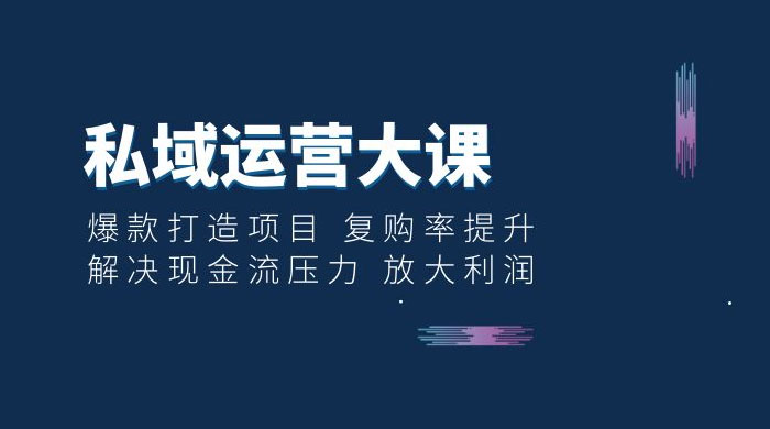 私域运营大课：爆款打造项目，复购率提升，解决现金流压力，放大利润宝哥轻创业_网络项目库_分享创业资讯_最新免费网络项目资源宝哥网创项目库