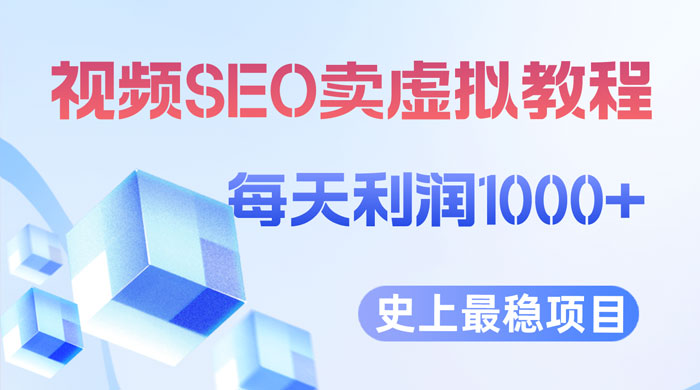 视频 SEO 出售虚拟产品：史上最稳定私域变现项目宝哥轻创业_网络项目库_分享创业资讯_最新免费网络项目资源宝哥网创项目库