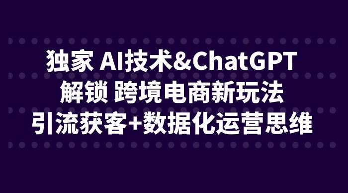 独家 AI 技术 ChatGPT 解锁跨境电商新玩法：引流获客 + 数据化运营思维宝哥轻创业_网络项目库_分享创业资讯_最新免费网络项目资源宝哥网创项目库