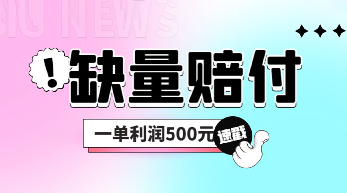 最新多平台缺量赔付玩法：简单操作一单利润 5 张宝哥轻创业_网络项目库_分享创业资讯_最新免费网络项目资源宝哥网创项目库