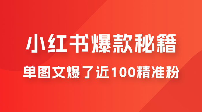 小红书单篇图文连爆秘籍，单图文爆了近 100 精准粉宝哥轻创业_网络项目库_分享创业资讯_最新免费网络项目资源宝哥网创项目库