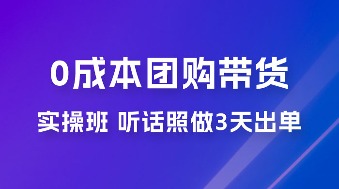 点金手 0 成本团购带货实操班，听话照做 3 天出单宝哥轻创业_网络项目库_分享创业资讯_最新免费网络项目资源宝哥网创项目库