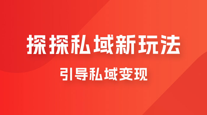 探探私域新玩法，引导私域变现，一部手机日入 500+ 很轻松宝哥轻创业_网络项目库_分享创业资讯_最新免费网络项目资源宝哥网创项目库