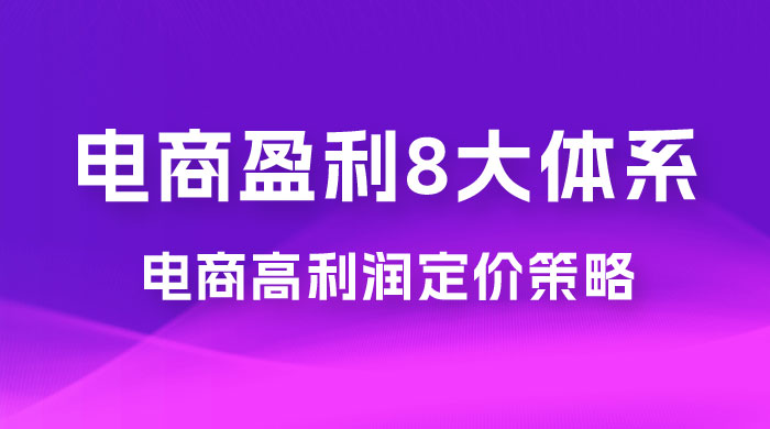 电商盈利 8 大体系：利润篇 · 利润定准电商高利润定价策略线上课（共 16 节）宝哥轻创业_网络项目库_分享创业资讯_最新免费网络项目资源宝哥网创项目库