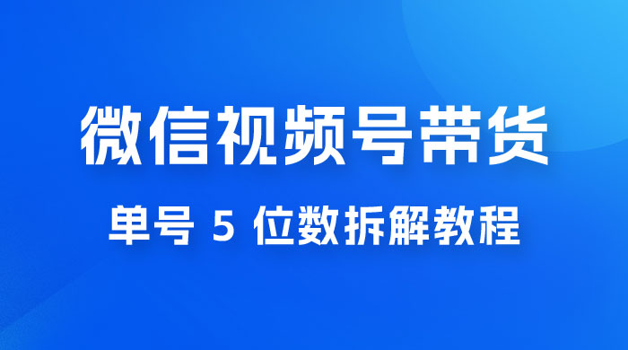 最新红利期，微信视频号带货项目，单号 5 位数拆解教程宝哥轻创业_网络项目库_分享创业资讯_最新免费网络项目资源宝哥网创项目库