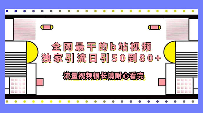 全网最干的 B 站视频独家引流，日引 50~80+ 流量宝哥轻创业_网络项目库_分享创业资讯_最新免费网络项目资源宝哥网创项目库