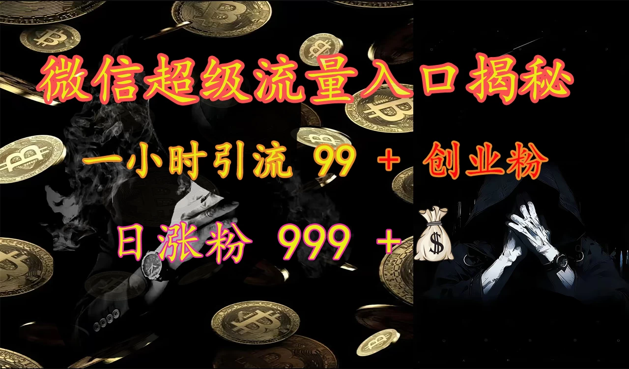 微信超级流量入口揭秘：一小时引流 99 + 创业粉，日涨粉 999 +宝哥轻创业_网络项目库_分享创业资讯_最新免费网络项目资源宝哥网创项目库