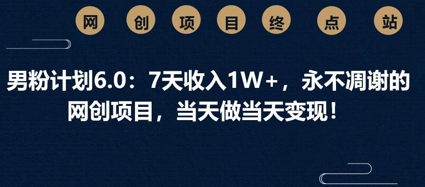 男粉计划6.0：7天收入1W+，永不凋谢的网创项目，当天做当天变现！宝哥轻创业_网络项目库_分享创业资讯_最新网创免费网络项目资源宝哥网创资源项目库