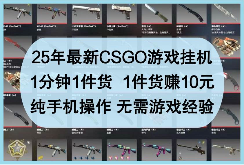 25年最新CSGO游戏挂G,1分钟1件货,1件货赚10元,纯手机操作,无需游戏经验 25年最新CSGO游戏挂G,1分钟1件货,1件货赚10元,纯手机操作,无需游戏经验
