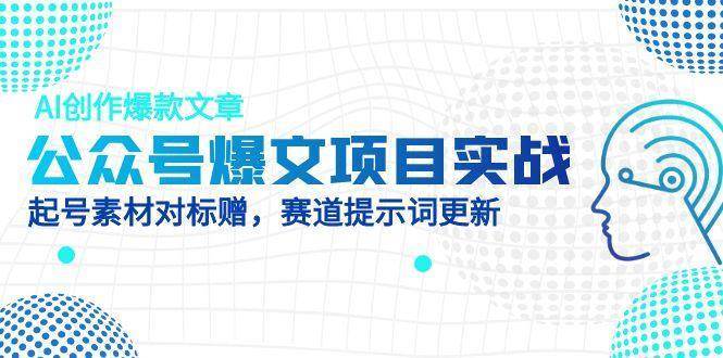 公众号爆文项目实战,AI创作爆款文章,起号素材对标赠(附赛道AI提示词) 公众号爆文项目实战,AI创作爆款文章,起号素材对标赠(附赛道AI提示词)