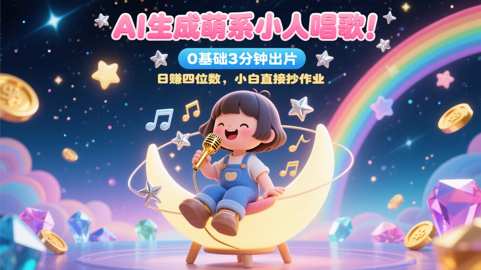 AI生成萌系小人唱歌!0基础3分钟出片,28个作品涨粉9万,日赚四位数,小白直接抄作业 AI生成萌系小人唱歌!0基础3分钟出片,28个作品涨粉9万,日赚四位数,小白直接抄作业