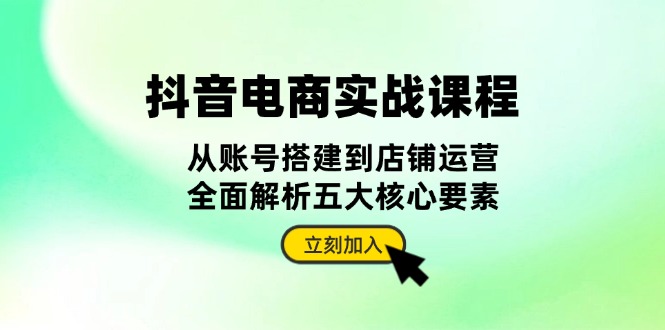 抖音 电商实战课程：从账号搭建到店铺运营，全面解析五大核心要素宝哥轻创业_网络项目库_分享创业资讯_最新免费网络项目资源宝哥网创资源项目库
