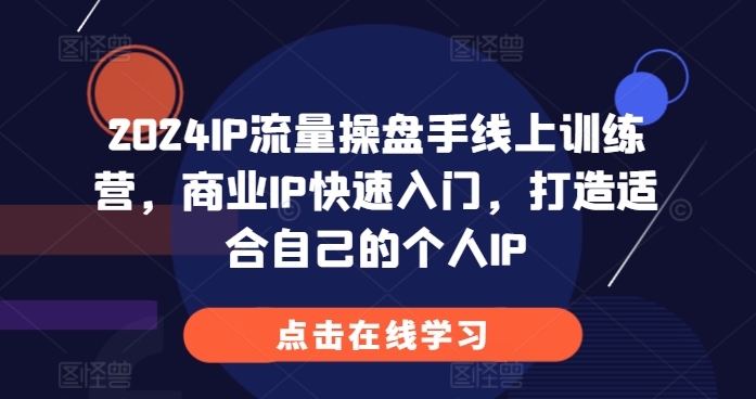 2024IP流量操盘手线上训练营，商业IP快速入门，打造适合自己的个人IP宝哥轻创业_网络项目库_分享创业资讯_最新免费网络项目资源宝哥网创资源项目库
