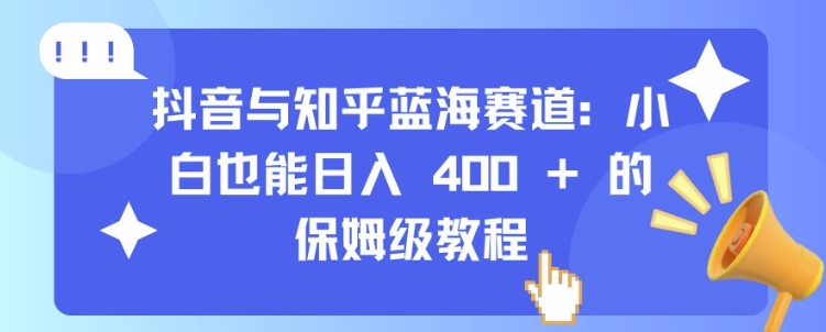 抖音与知乎蓝海赛道：小白也能日入 4张 的保姆级教程宝哥轻创业_网络项目库_分享创业资讯_最新免费网络项目资源宝哥网创资源项目库