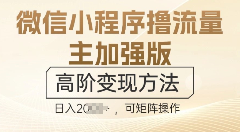 微信小程序撸流量主加强版，高阶变现方法，日收益多张宝哥轻创业_网络项目库_分享创业资讯_最新免费网络项目资源宝哥网创资源项目库