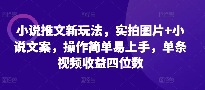 小说推文新玩法，实拍图片 小说文案，操作简单易上手，单条视频收益四位数宝哥轻创业_网络项目库_分享创业资讯_最新免费网络项目资源宝哥网创资源项目库