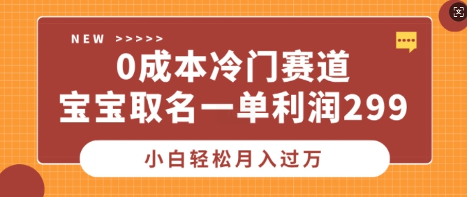 0成本冷门赛道，宝宝取名一单利润299，小白轻松月入过万宝哥轻创业_网络项目库_分享创业资讯_最新免费网络项目资源宝哥网创资源项目库