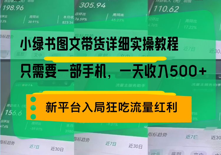 小绿书图文带货详细实操教程，只需要一部手机，一天收入500 ，轻松变现宝哥轻创业_网络项目库_分享创业资讯_最新免费网络项目资源宝哥网创资源项目库