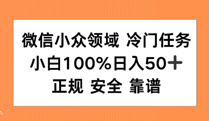微信小众领域冷门特定任务，小白100%日入50 ，正规安全靠谱宝哥轻创业_网络项目库_分享创业资讯_最新网创免费网络项目资源宝哥网创资源项目库