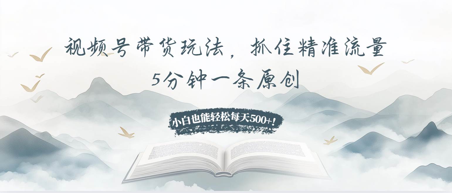 视频号带货玩法，抓住精准流量，5分钟一条原创，小白也能轻松每天500 ！宝哥轻创业_网络项目库_分享创业资讯_最新免费网络项目资源宝哥网创资源项目库