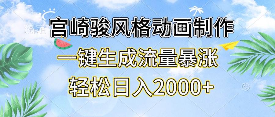 宫崎骏风格动画制作，一键生成流量暴涨，轻松日入2000宝哥轻创业_网络项目库_分享创业资讯_最新免费网络项目资源宝哥网创资源项目库