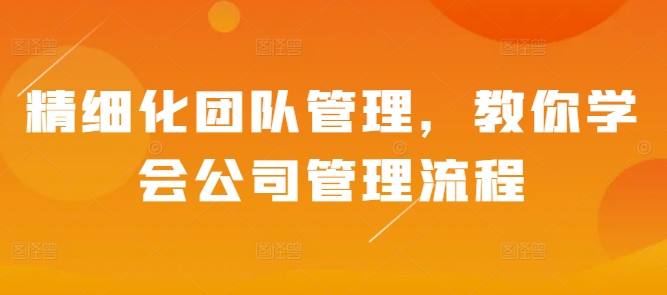 精细化团队管理，教你学会公司管理流程宝哥轻创业_网络项目库_分享创业资讯_最新免费网络项目资源宝哥网创资源项目库